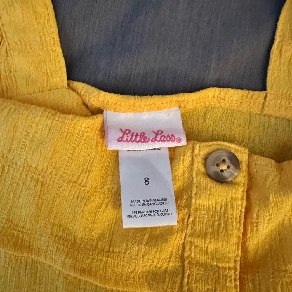 Little Lass Yellow Ruffled Buttoned Sundress - Picture 2 of 2